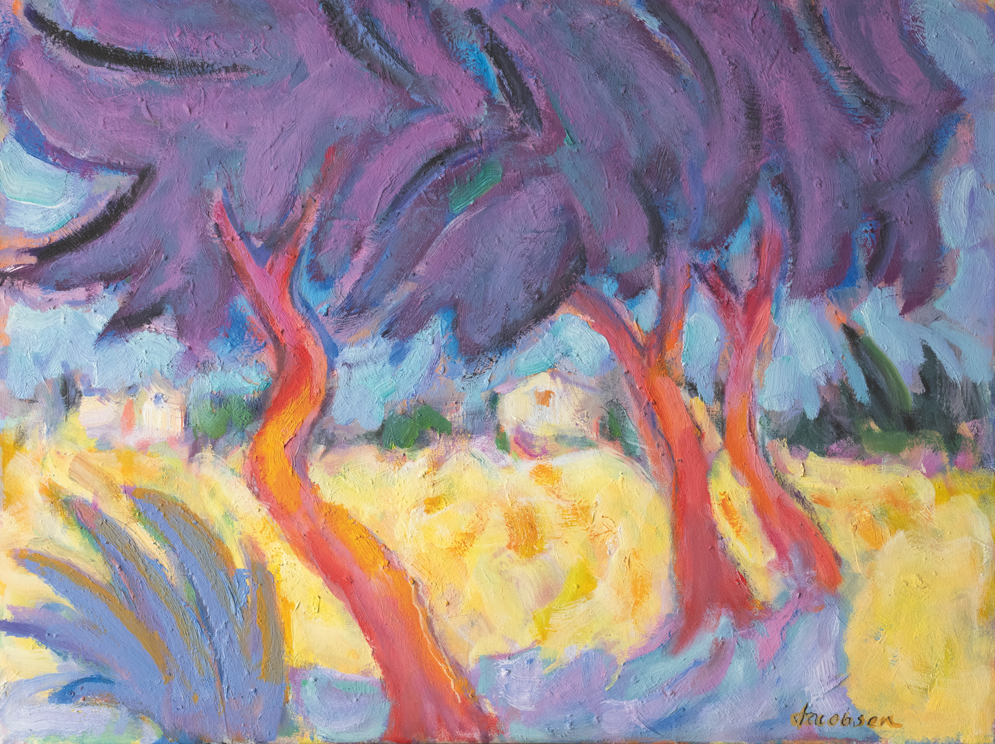 Knud Jacobsen "Bäume orange violett"