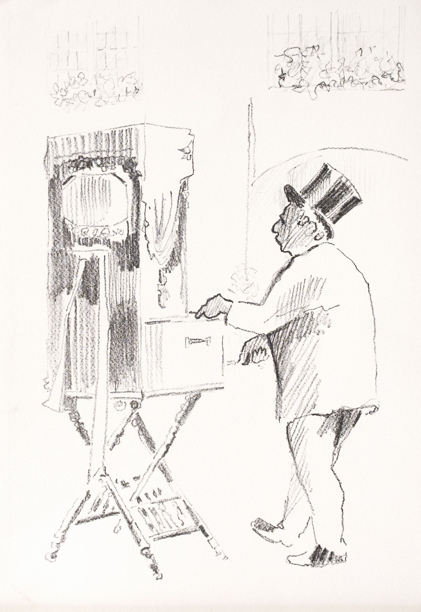 Knud Jacobsen  "Drehorgelmann mit Zylinder"