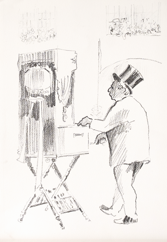 Knud Jacobsen  "Drehorgelmann mit Zylinder"