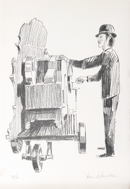 Knud Jacobsen  "Mann mit Drehorgel VII/X"