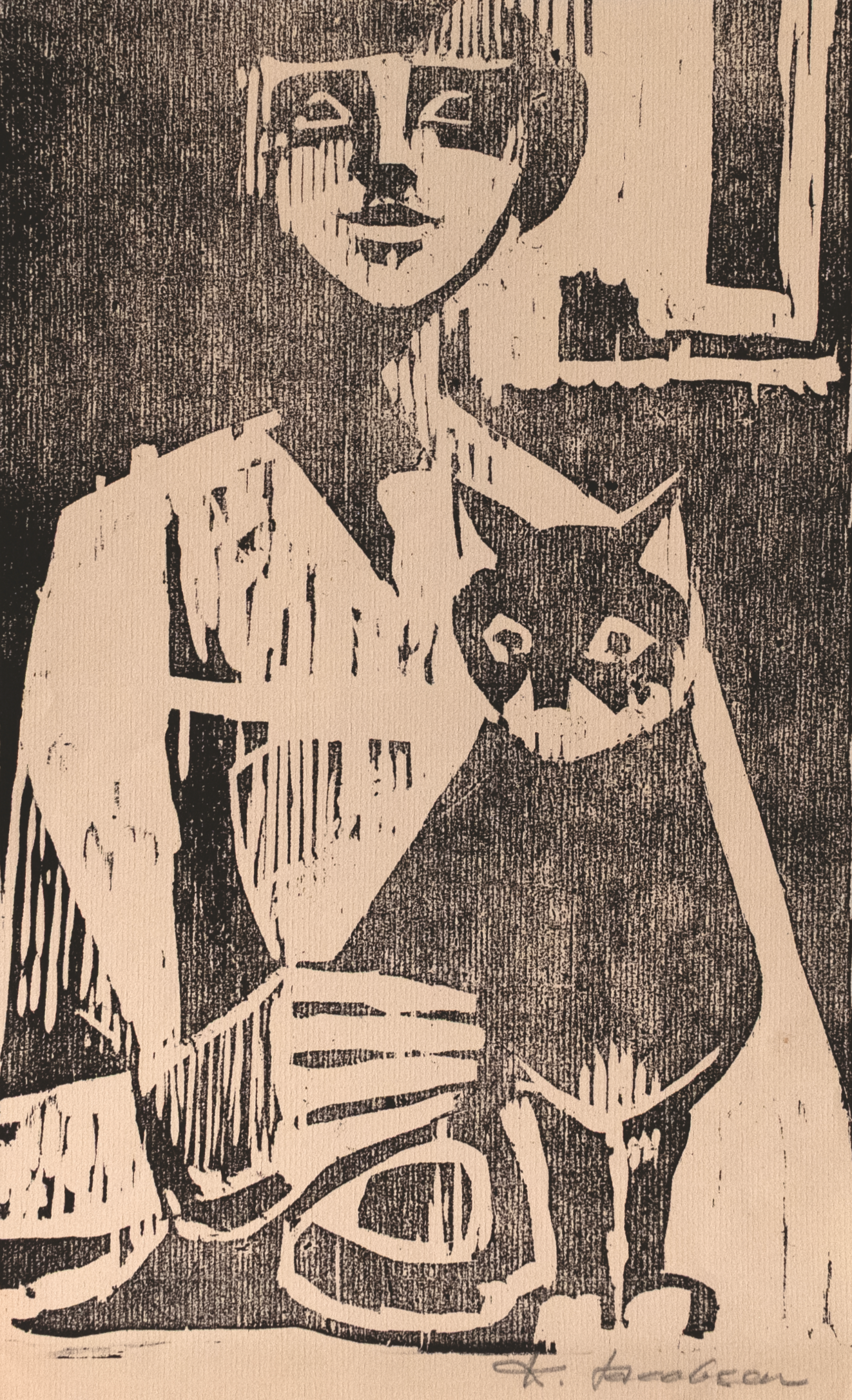 Knud Jacobsen  "Frau mit Katze"