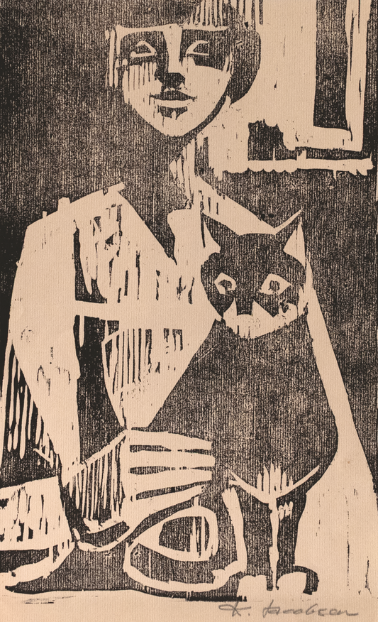 Knud Jacobsen  "Frau mit Katze"