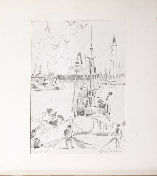 Knud Jacobsen  "Fischer im Hafen von Sète"