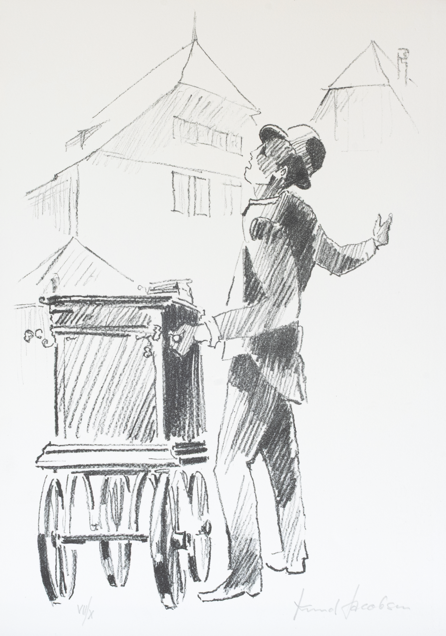 Knud Jacobsen  "Drehorgelspieler, singend"