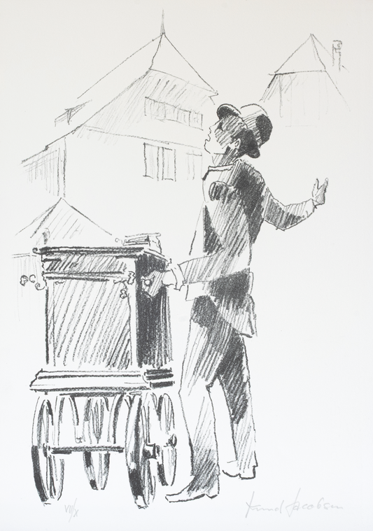 Knud Jacobsen  "Drehorgelspieler, singend"