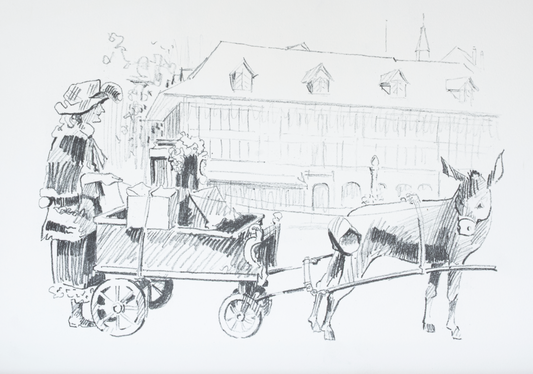 Knud Jacobsen  "Drehorgelspielerin mit Esel"