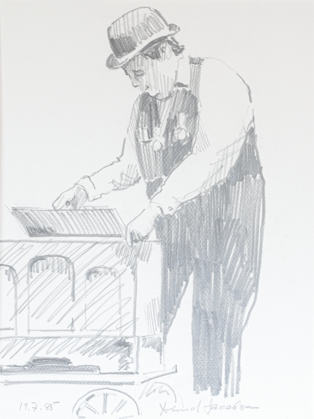 Knud Jacobsen  "Drehorgelspieler mit Melone"